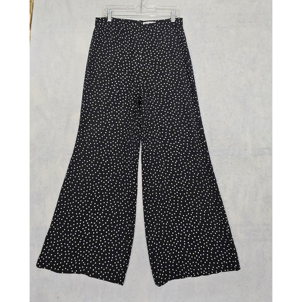 Reformation Wide Leg Pants 10 Polka Dot High Rise Black White Flowy Loose Fit